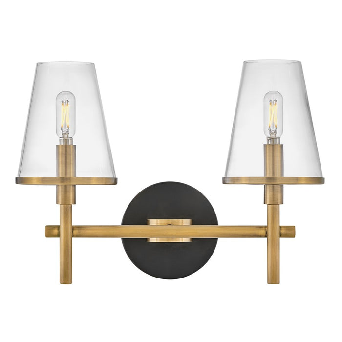 Hinkley Lighting Marten 2 Light Vanity, Heritage Brass/Clear - 51082HB