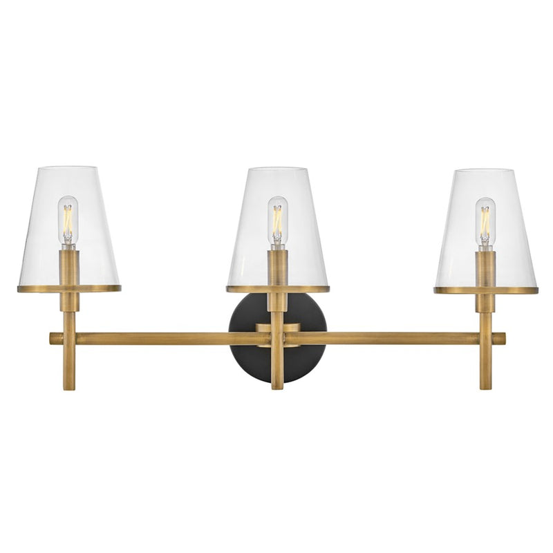 Hinkley Lighting Marten 3-Light Vanity Light | Heritage Brass | Transitional Vanity Light Above the Bathroom Mirror | Hardwired Damp Rated | 51083HB