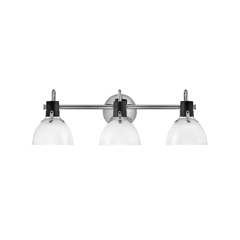 Hinkley Argo 24.5in 3-Light Vanity Light | Industrial Chrome Steel and Cased Opal Glass | Bathroom Vanity & Powder Room | 8.25 x 24.5 x | Model 51113CM