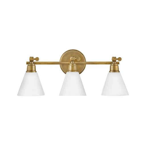 Hinkley Lighting Arti 3-Light Bath Vanity Light | Black Finish | Cased Opal Glass Shade | Transitional Vanity Light | Hardwired Damp Rated | 51183BK
