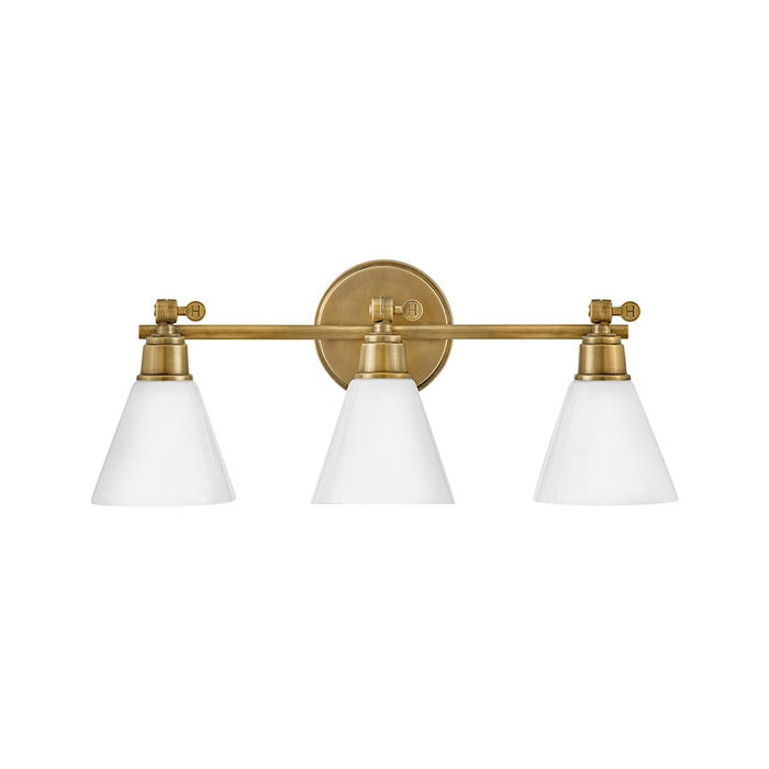 Hinkley Lighting Arti 3-Light Bath Vanity Light | Black Finish | Cased Opal Glass Shade | Transitional Vanity Light | Hardwired Damp Rated | 51183BK