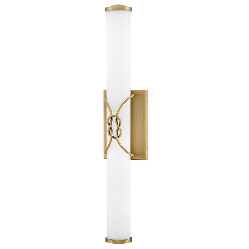 Hinkley Kitts 24in 1-Light LED Vanity Light | Transitional Lacquered Brass Steel and Etched White Opal Glass | Bathroom Vanity | 3.75 x | Model 51192LCB