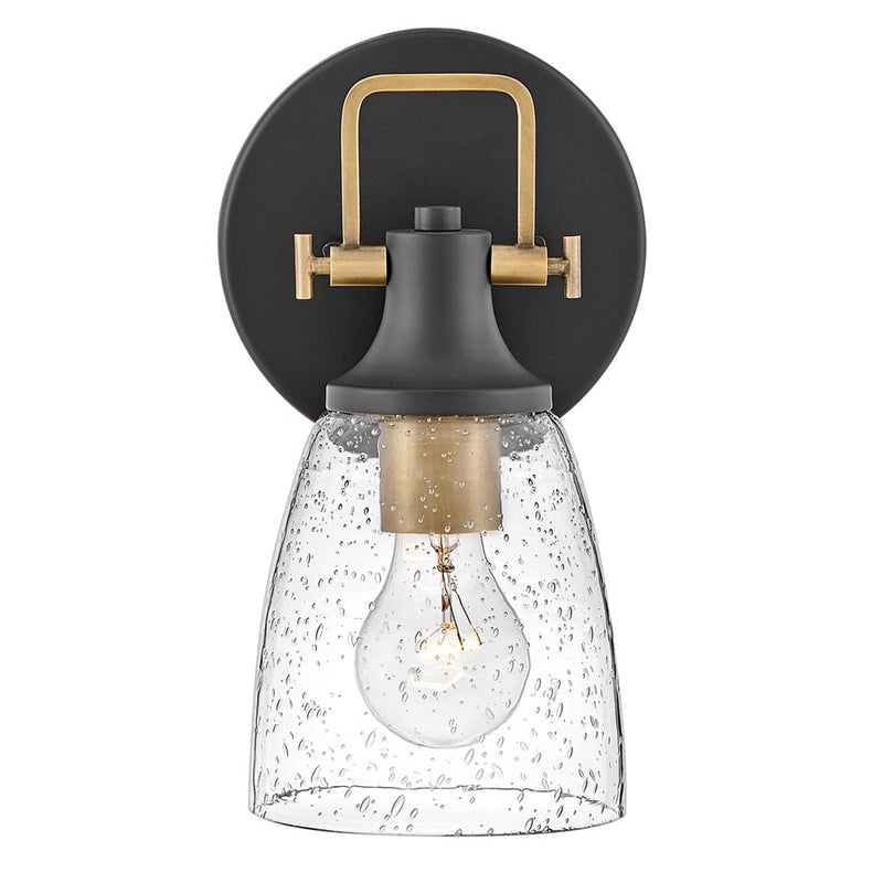 Hinkley Easton 1-Light Wall Sconce | Industrial Black Steel and Clear Seedy Glass | Hallway & Bathroom Accent | 6 x 6 x 10.5 in | Model 51270BK-CM