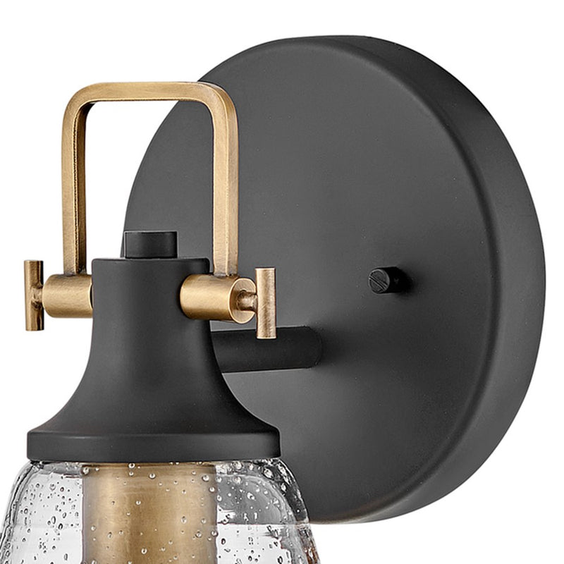 Hinkley Easton 1-Light Wall Sconce | Industrial Black Steel and Clear Seedy Glass | Hallway & Bathroom Accent | 6 x 6 x 10.5 in | Model 51270BK-CM