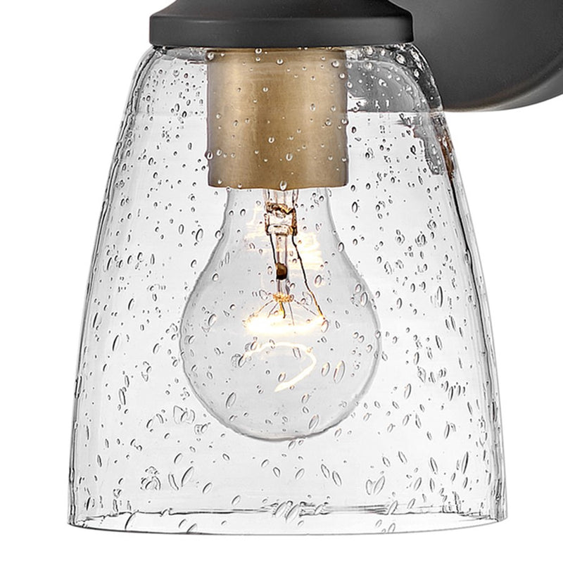 Hinkley Easton 1-Light Wall Sconce | Industrial Black Steel and Clear Seedy Glass | Hallway & Bathroom Accent | 6 x 6 x 10.5 in | Model 51270BK-CM