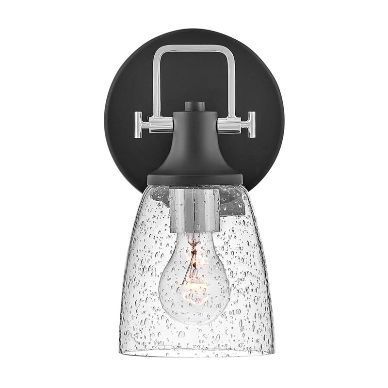 Hinkley Easton 1-Light Wall Sconce | Industrial Black Steel and Clear Seedy Glass | Hallway & Bathroom Accent | 6 x 6 x 10.5 in | Model 51270BK-CM