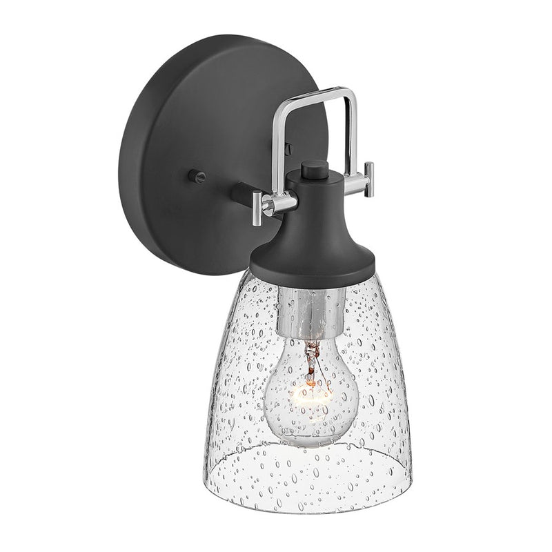 Hinkley Easton 1-Light Wall Sconce | Industrial Black Steel and Clear Seedy Glass | Hallway & Bathroom Accent | 6 x 6 x 10.5 in | Model 51270BK-CM