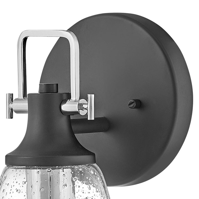 Hinkley Easton 1-Light Wall Sconce | Industrial Black Steel and Clear Seedy Glass | Hallway & Bathroom Accent | 6 x 6 x 10.5 in | Model 51270BK-CM