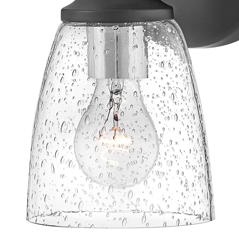 Hinkley Easton 1-Light Wall Sconce | Industrial Black Steel and Clear Seedy Glass | Hallway & Bathroom Accent | 6 x 6 x 10.5 in | Model 51270BK-CM