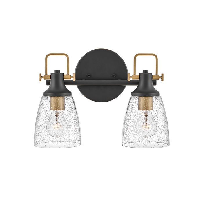 Hinkley Lighting Easton 2-Light Bath Vanity Light | Black Finish | Industrial Vanity Light Above the Bathroom Mirror | Hardwired Damp Rated | 51272BK