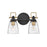 Hinkley Lighting Easton 2-Light Bath Vanity Light | Black Finish | Industrial Vanity Light Above the Bathroom Mirror | Hardwired Damp Rated | 51272BK