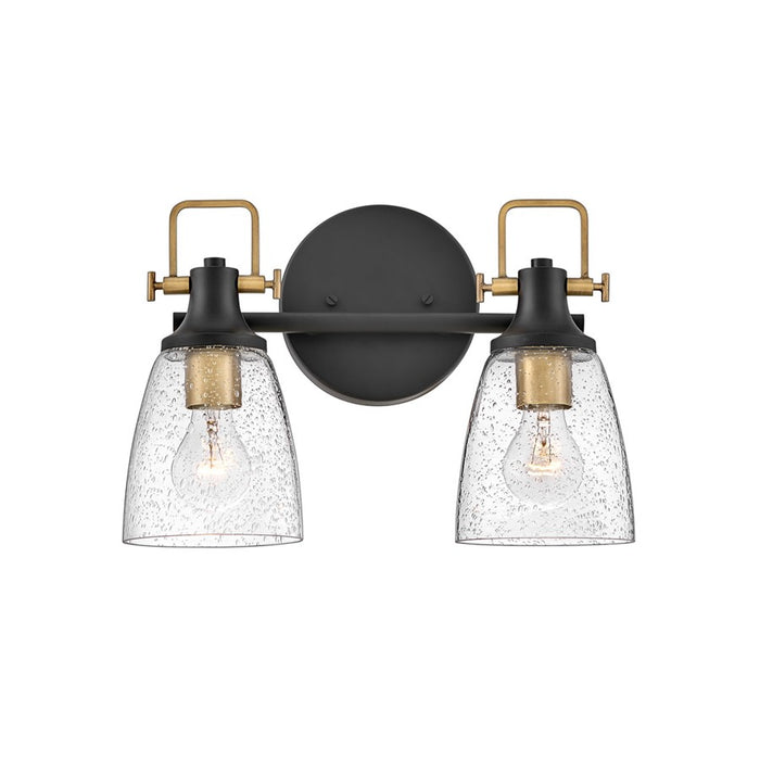 Hinkley Lighting Easton 2-Light Bath Vanity Light | Black Finish | Industrial Vanity Light Above the Bathroom Mirror | Hardwired Damp Rated | 51272BK