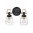 Hinkley Lighting Easton 2-Light Bath Vanity Light | Black Finish | Industrial Vanity Light Above the Bathroom Mirror | Hardwired Damp Rated | 51272BK
