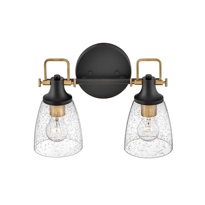 Hinkley Lighting Easton 2-Light Bath Vanity Light | Black Finish | Industrial Vanity Light Above the Bathroom Mirror | Hardwired Damp Rated | 51272BK