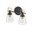 Hinkley Lighting Easton 2-Light Bath Vanity Light | Black Finish | Industrial Vanity Light Above the Bathroom Mirror | Hardwired Damp Rated | 51272BK
