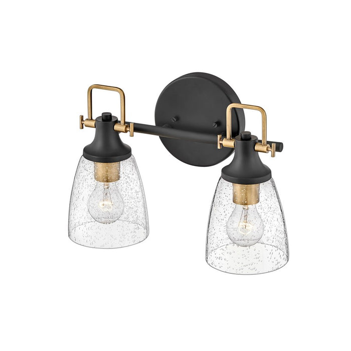 Hinkley Lighting Easton 2-Light Bath Vanity Light | Black Finish | Industrial Vanity Light Above the Bathroom Mirror | Hardwired Damp Rated | 51272BK