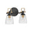 Hinkley Lighting Easton 2-Light Bath Vanity Light | Black Finish | Industrial Vanity Light Above the Bathroom Mirror | Hardwired Damp Rated | 51272BK