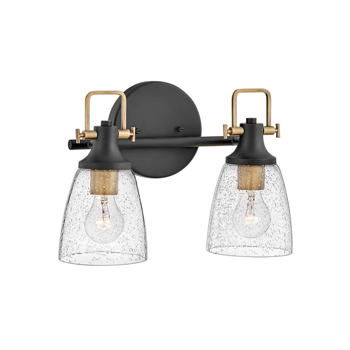 Hinkley Lighting Easton 2-Light Bath Vanity Light | Black Finish | Industrial Vanity Light Above the Bathroom Mirror | Hardwired Damp Rated | 51272BK