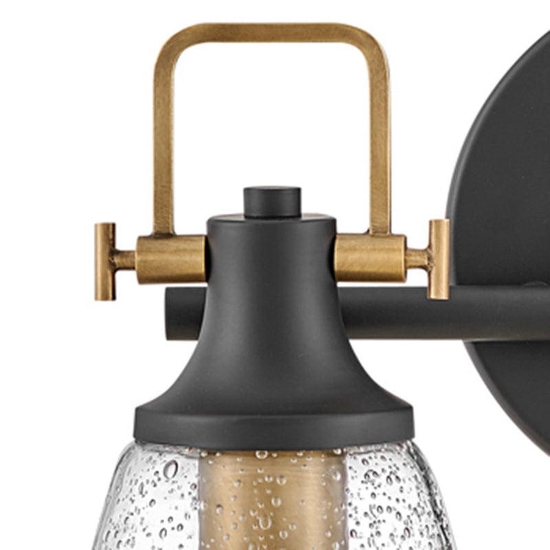 Hinkley Easton 14in 2-Light Vanity Light | Industrial Black Steel and Clear Seedy Glass | Bathroom Vanity | 6 x 14 x 10 in | Model 51272BK-CM