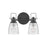 Hinkley Lighting Easton 2-Light Bath Vanity Light | Black Finish | Industrial Vanity Light Above the Bathroom Mirror | Hardwired Damp Rated | 51272BK