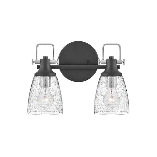 Hinkley Lighting Easton 2-Light Bath Vanity Light | Black Finish | Industrial Vanity Light Above the Bathroom Mirror | Hardwired Damp Rated | 51272BK