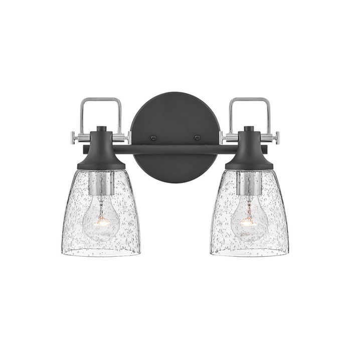 Hinkley Lighting Easton 2-Light Bath Vanity Light | Black Finish | Industrial Vanity Light Above the Bathroom Mirror | Hardwired Damp Rated | 51272BK