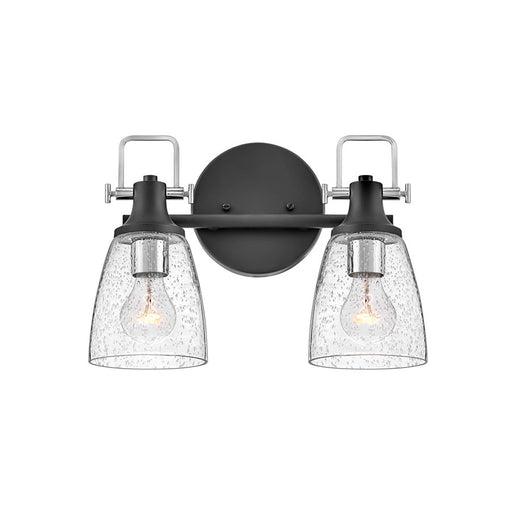 Hinkley Lighting Easton 2-Light Bath Vanity Light | Black Finish | Industrial Vanity Light Above the Bathroom Mirror | Hardwired Damp Rated | 51272BK