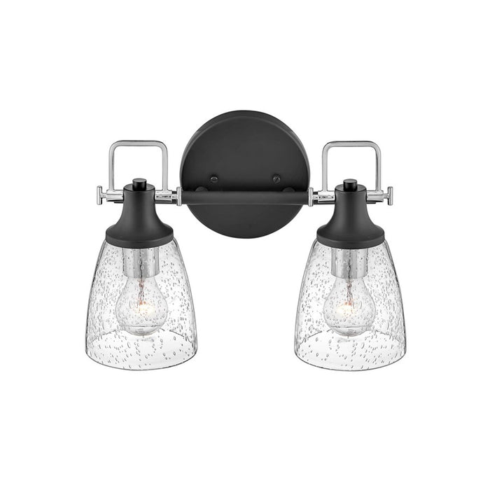 Hinkley Lighting Easton 2-Light Bath Vanity Light | Black Finish | Industrial Vanity Light Above the Bathroom Mirror | Hardwired Damp Rated | 51272BK