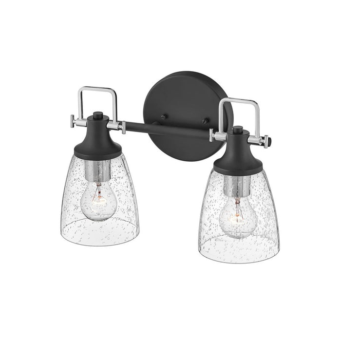 Hinkley Lighting Easton 2-Light Bath Vanity Light | Black Finish | Industrial Vanity Light Above the Bathroom Mirror | Hardwired Damp Rated | 51272BK