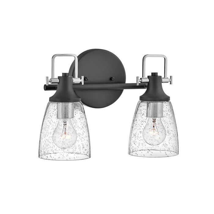 Hinkley Lighting Easton 2-Light Bath Vanity Light | Black Finish | Industrial Vanity Light Above the Bathroom Mirror | Hardwired Damp Rated | 51272BK