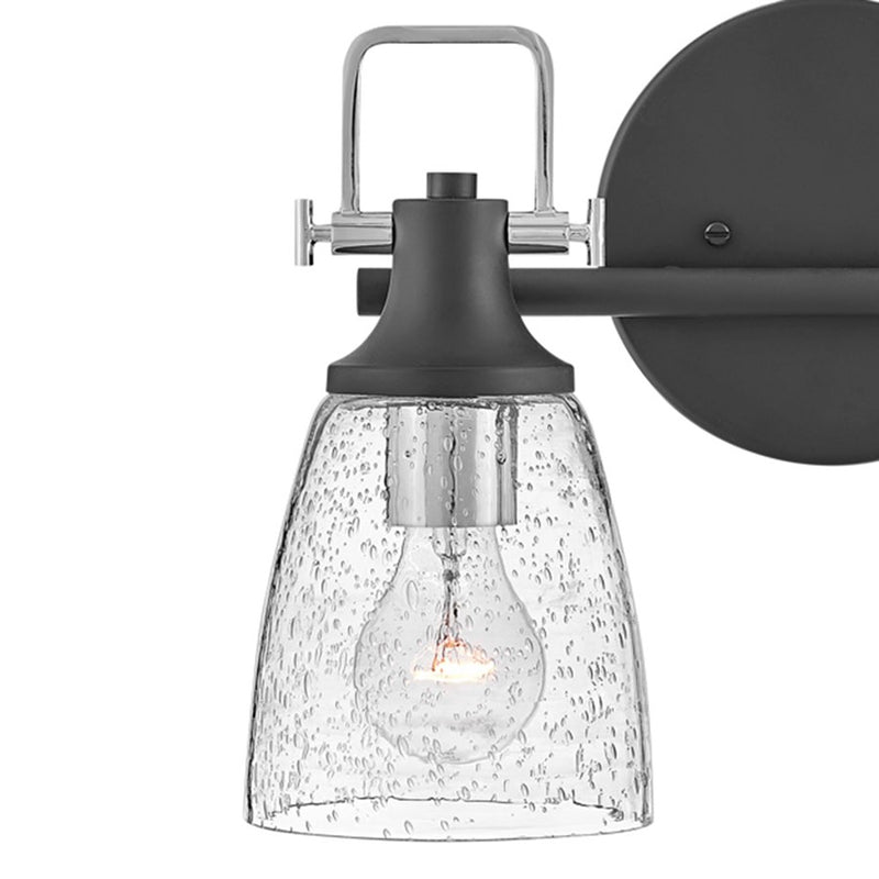 Hinkley Easton 14in 2-Light Vanity Light | Industrial Black Steel and Clear Seedy Glass | Bathroom Vanity | 6 x 14 x 10 in | Model 51272BK-CM