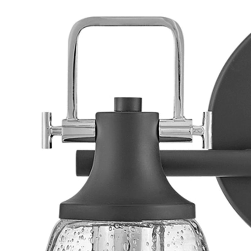Hinkley Easton 14in 2-Light Vanity Light | Industrial Black Steel and Clear Seedy Glass | Bathroom Vanity | 6 x 14 x 10 in | Model 51272BK-CM