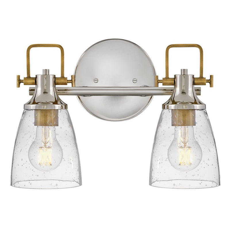 Hinkley Lighting Easton 2 Light Vanity, Polished Nickel/Clear Seedy - 51272PN