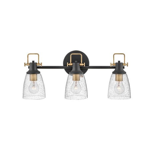 Hinkley Lighting Easton 3-Light Bath Vanity Light | Black Finish | Industrial Vanity Light Above the Bathroom Mirror | Hardwired Damp Rated | 51273BK