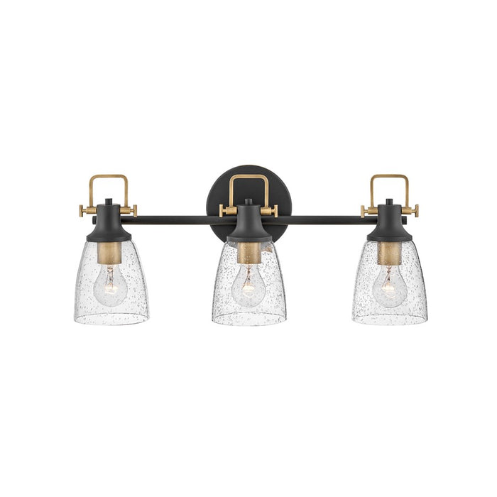 Hinkley Lighting Easton 3-Light Bath Vanity Light | Black Finish | Industrial Vanity Light Above the Bathroom Mirror | Hardwired Damp Rated | 51273BK