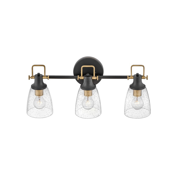 Hinkley Lighting Easton 3-Light Bath Vanity Light | Black Finish | Industrial Vanity Light Above the Bathroom Mirror | Hardwired Damp Rated | 51273BK