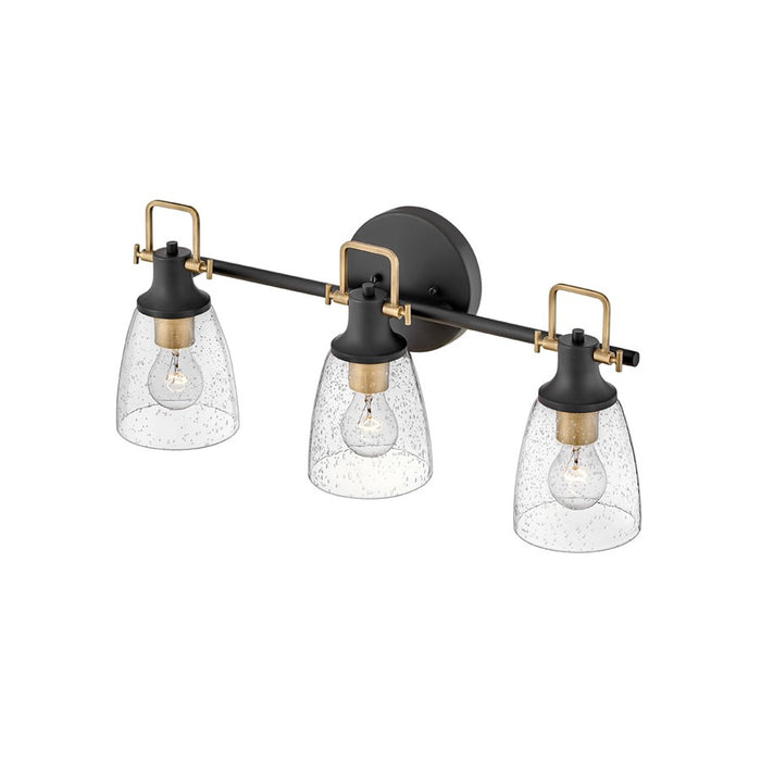 Hinkley Lighting Easton 3-Light Bath Vanity Light | Black Finish | Industrial Vanity Light Above the Bathroom Mirror | Hardwired Damp Rated | 51273BK
