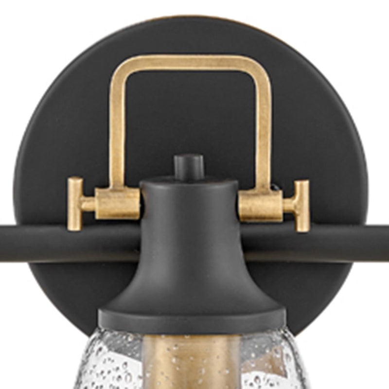 Hinkley Easton 14in 3-Light Vanity Light | Industrial Black Steel and Heritage Brass with Clear Seedy Glass | Bathroom Vanity | 6.25 x 14 | Model 51273BK