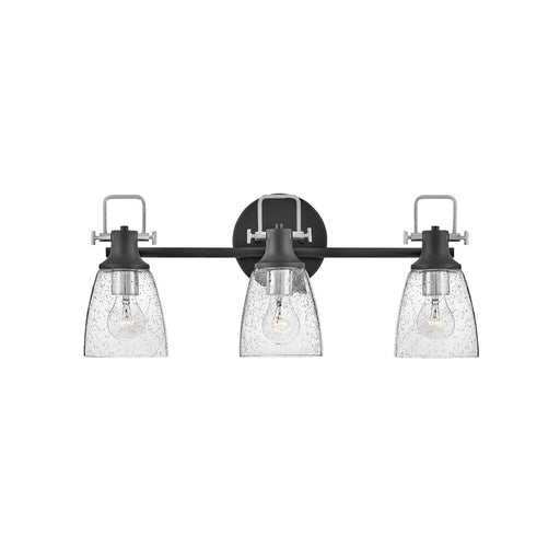 Hinkley Lighting Easton 3-Light Bath Vanity Light | Black Finish | Industrial Vanity Light Above the Bathroom Mirror | Hardwired Damp Rated | 51273BK