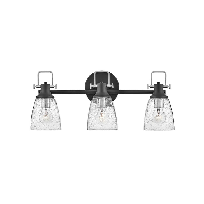 Hinkley Lighting Easton 3-Light Bath Vanity Light | Black Finish | Industrial Vanity Light Above the Bathroom Mirror | Hardwired Damp Rated | 51273BK