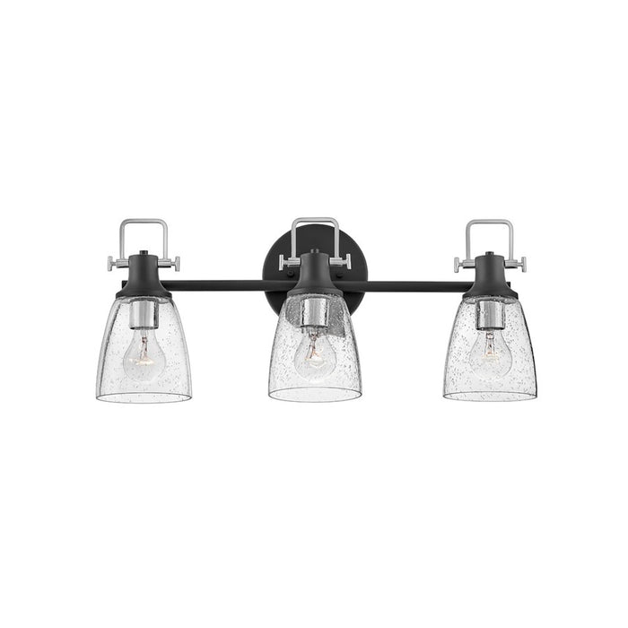 Hinkley Lighting Easton 3-Light Bath Vanity Light | Black Finish | Industrial Vanity Light Above the Bathroom Mirror | Hardwired Damp Rated | 51273BK