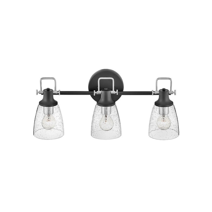 Hinkley Lighting Easton 3-Light Bath Vanity Light | Black Finish | Industrial Vanity Light Above the Bathroom Mirror | Hardwired Damp Rated | 51273BK