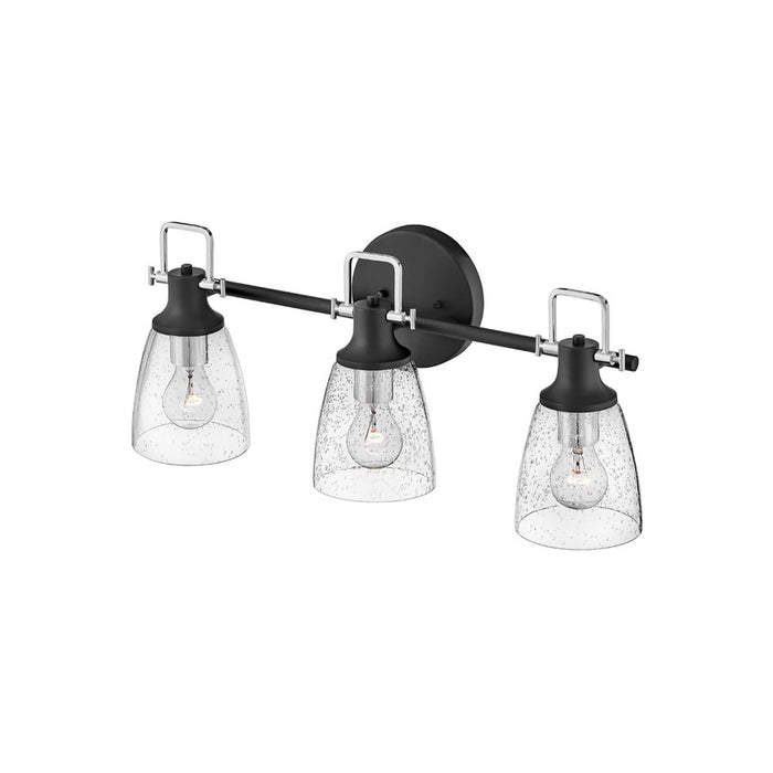 Hinkley Lighting Easton 3-Light Bath Vanity Light | Black Finish | Industrial Vanity Light Above the Bathroom Mirror | Hardwired Damp Rated | 51273BK