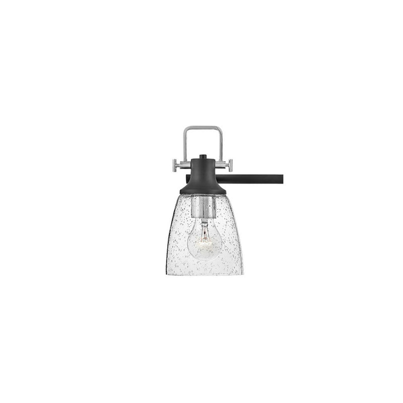 Hinkley Easton 14in 3-Light Vanity Light | Industrial Black Steel and Heritage Brass with Clear Seedy Glass | Bathroom Vanity | 6.25 x 14 | Model 51273BK