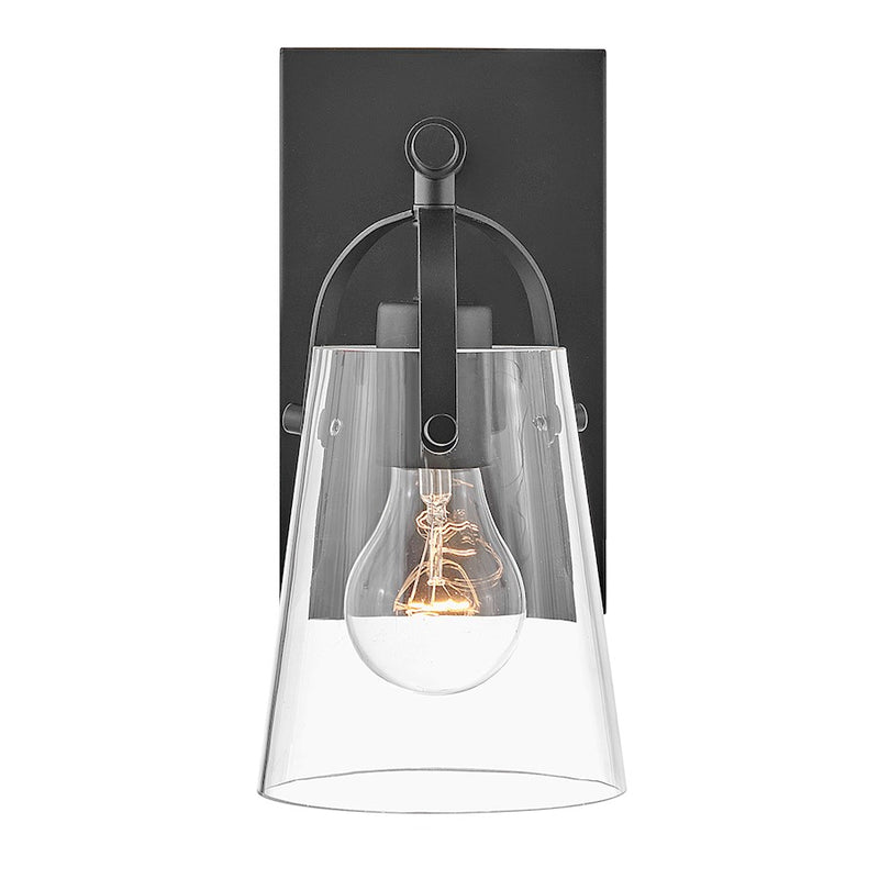 Hinkley Foster 6.5in 1-Light Vanity Sconce | Transitional Black Steel and Clear Glass | Bathroom Vanity | 6.5 x 5 x 10 in | Model 5130BK
