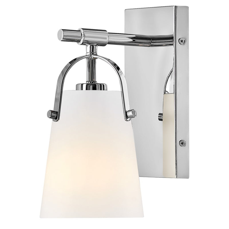Hinkley Foster 1-Light Wall Sconce | Transitional Chrome Steel and Etched Opal Glass | Bathroom Vanity & Hallway Accent | 6.5 x 5 x 10 in | Model 5130CM-OP