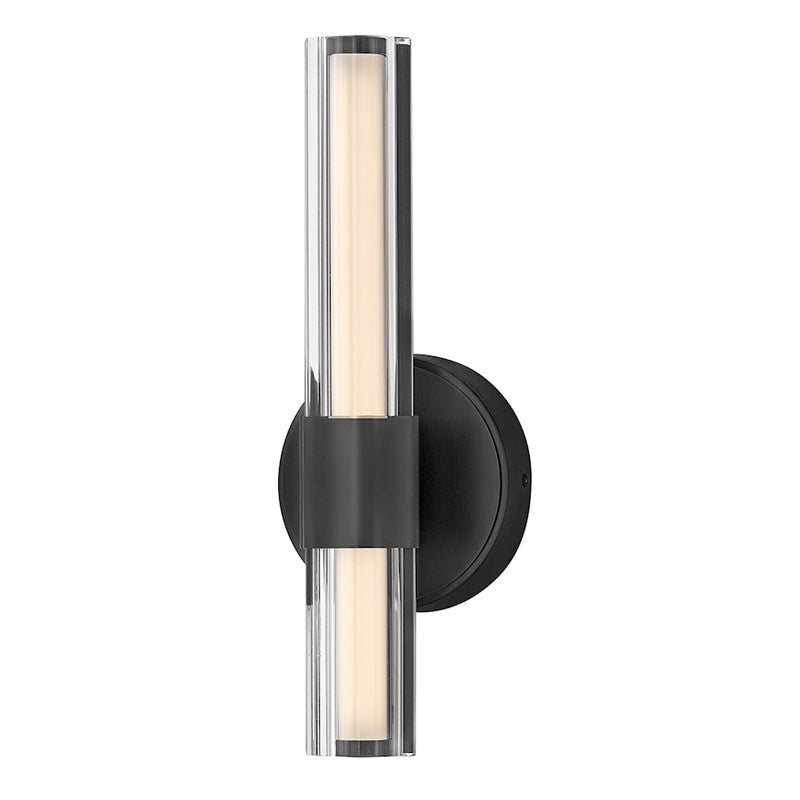 Hinkley Georgette 14in 1-Light LED Wall Sconce | Transitional Black Steel and Clear Fluted Crystal | Hallway & Bathroom Accent | 4 x 5 x | Model 51310BK