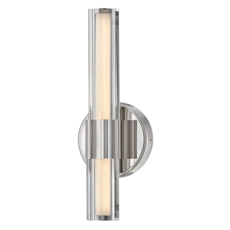 Hinkley Georgette Medium 14in 1-Light Wall Sconce | Transitional Polished Nickel Steel and Clear Fluted Crystal | Hallway & Bathroom | Model 51310PN