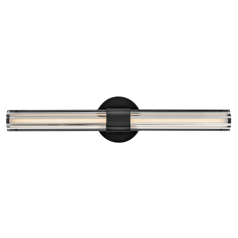 Hinkley Georgette 24in 1-Light LED Vanity | Transitional Black Steel and Clear Fluted Crystal | Bathroom Vanity | 24 x 3.75 x 5.25 in | Model 51312BK