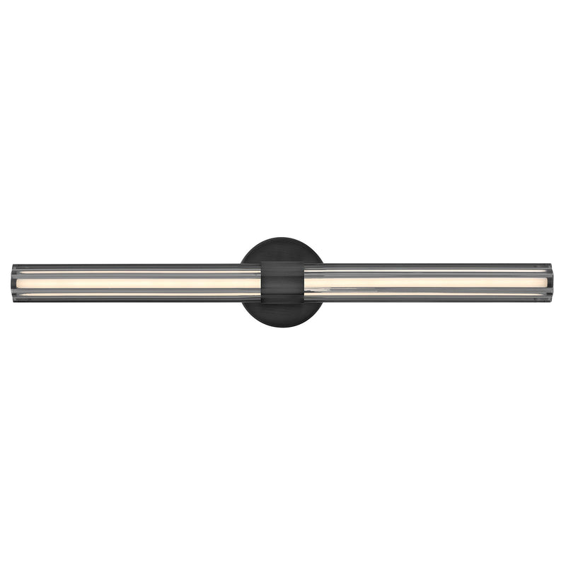 Hinkley Georgette 32in 1-Light Bath Vanity | Transitional Black Steel and Clear Fluted Crystal | Bathroom Vanity Light | 4 x 32 x 5 in | Model 51313BK